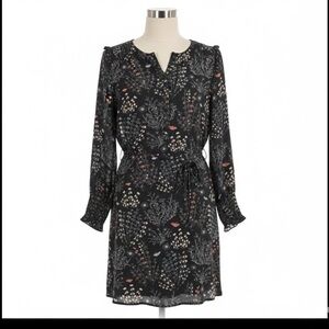 Loft Womens Size Medium Long Sleeve Dress Trapeze Flare Multicolored Lining